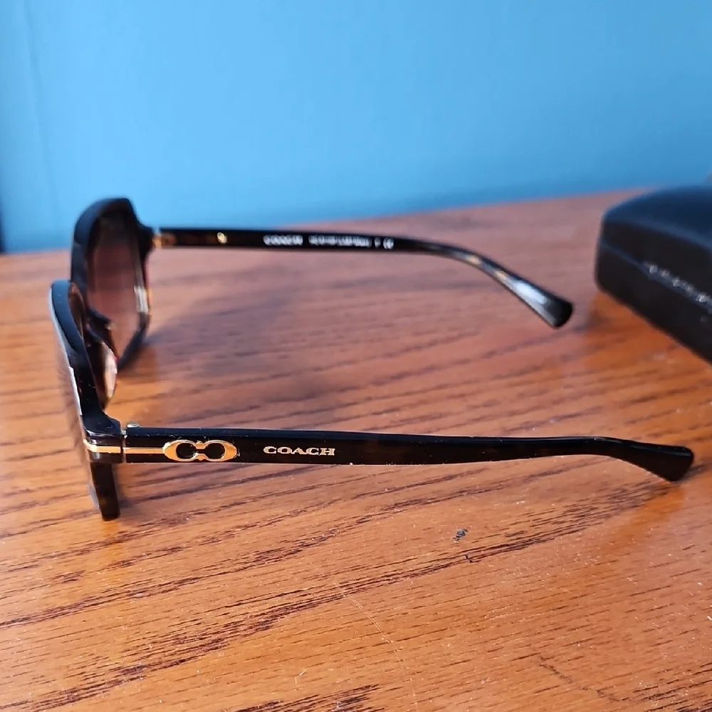 Coach Rectangular Tortoise Shell Sunglasses